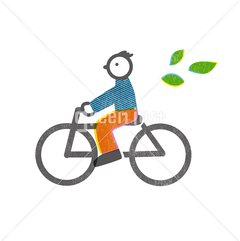 排気ガスを減らすため自転車に乗る人 の無料イラスト Green Illust