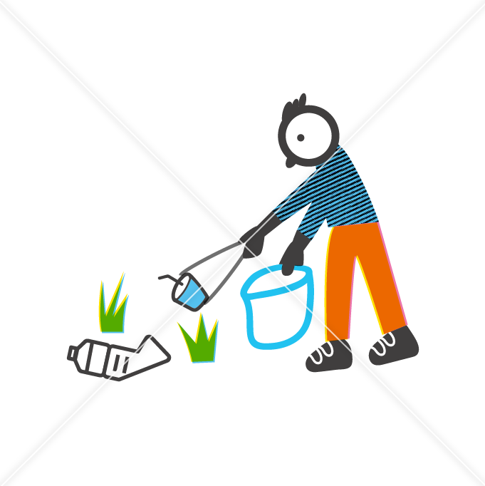 トングでゴミ拾いをする人 男性 無料イラスト Green Illust